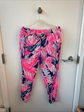 Lilly Pulitzer Neon Pink & Navy Tropical Joggers